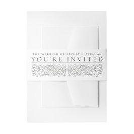 Formelle Scrolling-Blätter Schwarz-Weiß-Hochzeit Einladungsbanderole
