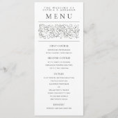 Formelle Scrolling-Blätter Schwarz-Weiß-Hochzeit Menükarte (Vorderseite)