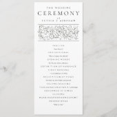 Formelle Scrolling-Blätter Schwarz-Weiß-Hochzeit Programm (Vorderseite)