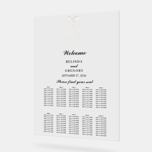 Formelle Übersicht über die weißen Bow-Ribbon-Hoch Acrylschild (Winkel)