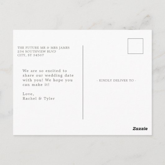 Formelle Verlobung Save the Date Postkarte (Rückseite)