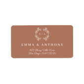 Formelle Vintage Terracota Monogram Hochzeitschrif Adressaufkleber (Vorne)