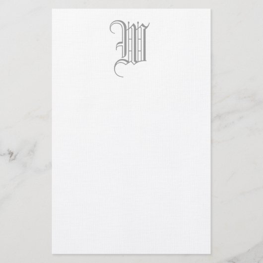 Formelle W bearbeitbare Monogramm-Leinenhalterung Briefpapier (Vorderseite)