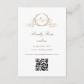Formeller Chic White and Gold Monogram QR Code UAW Begleitkarte (Vorderseite)