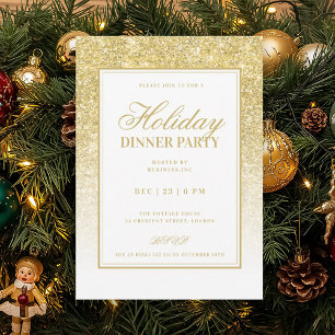 Formeller Gold-Glamour-FAUX-Glitter-Festtags-Dinne Einladung