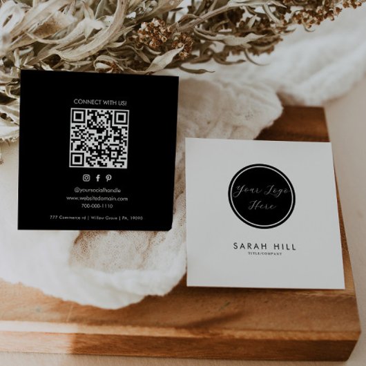 Formeller QR-Code für elegante Logos Quadratische Visitenkarte