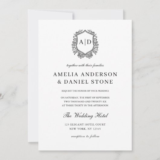 Formeller QR-Code für Wappen-Monogramm Einladung (Vorderseite)