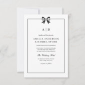 Formeller QR-Code Schwarz-Weiß-Bow-Monogramm Einladung (Vorderseite)