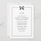 Formeller QR-Code Schwarz-Weiß-Bow-Monogramm Einladung (Vorderseite)