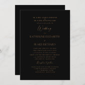 Formeller schwarzer Text Beide Eltern Hochzeit Einladung (Vorne/Hinten)