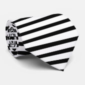 Formeller schwarzer und weißer horizontaler Streif Krawatte (Gerollt)