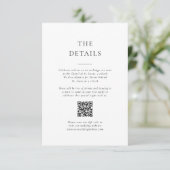 Formeller schwarzer und weißer QR-Code für Hochzei Begleitkarte (Stehend Vorderseite)