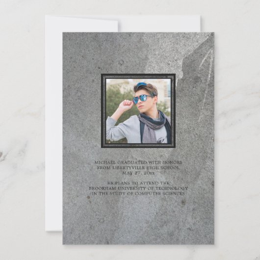 Formeller Stein-Abschluss mit zwei Fotos Ankündigung (Rückseite)