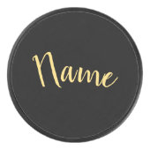 Formeller Text mit schwarzem Hintergrund Eishockey Puck (Vorderseite)