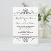 Formeller Vintager Blüh - Einladung zur Hochzeit 3 (Stehend Vorderseite)