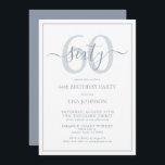 Formelles 60. Geburtstag Dusty Blue Classic Script Einladung<br><div class="desc">Feiern Sie die großen 6-0 im Stil! Nehmen Sie Ihre Geburtstagsfeier mit dieser formalen 60. Geburtstagsfeier mit dem klassischen klassischen Script-Einladung auf die nächste Stufe. Mit einem klassisch staubblauen Textkasten auf weißem Hintergrund können personalisierte Details in einer modernen, handgeschriebenen Kalligraphie aufgenommen werden. Hinzu kommt noch ein wenig Raffinesse mit einer...</div>