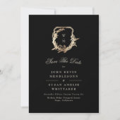 Formelles Black & Cream Monogram Gold Wappen Foto Save The Date (Vorderseite)