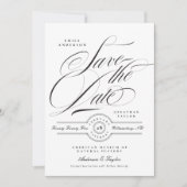 Formelles elegantes Foto für die schwarze Krawatte Save The Date (Vorderseite)