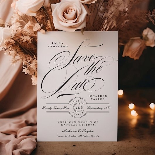 Formelles elegantes Foto für die schwarze Krawatte Save The Date