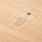 Formelles elegantes Schwarz-Weiß-Bow-Monogramm Acryleinladungen (Ablage )