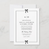 Formelles elegantes Schwarz-Weiß-Bow-Monogramm Einladung (Vorderseite)