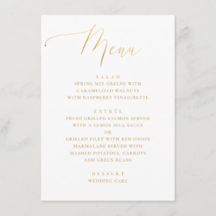 Formelles Gold-Script Minimalistische Hochzeit Menükarte