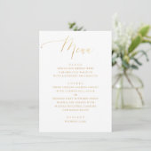 Formelles Gold-Script | Minimalistische Hochzeit Menükarte (Stehend Vorderseite)