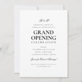 Formelles Groß Opening Monogram White Einladung (Vorderseite)