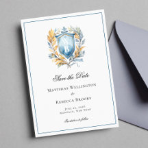 Formelles klassisches Blue Wappen Monogram Wedding