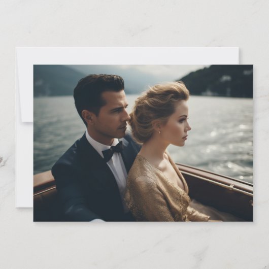 Formelles klassisches Blue Wappen Monogram Wedding Save The Date (Rückseite)