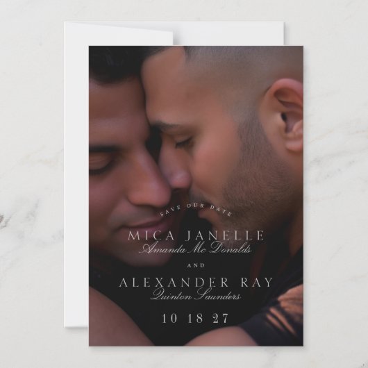 Formelles klassisches hellgraues Foto Save the Dat Magneteinladung (Vorderseite)