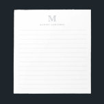 Formelles, modernes, klassisches Pastel-Grau-Monog Notizblock<br><div class="desc">Klassische moderne,  einfache,  Berufliche,  leichte Pastelle Silver Gray Monogram Lined Notepad</div>