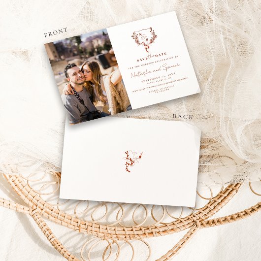 Formelles rustikales Wappen Monogramm Save the Dat Date