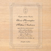 Formelles Skript mit geometrischem Rahmen Monogram Acryleinladungen (Vorderseite)