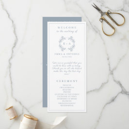 Formelles Vintages Dusty Blue Monogram Wedding Pro Programm