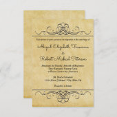 Formelles Vintages Geblüht Papier - Einladung zur (Vorne/Hinten)