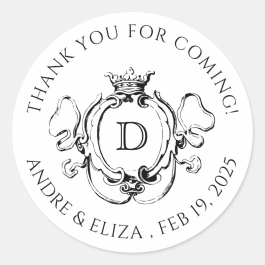 Formelles Wappen Schwarz/Weiß Runder Aufkleber (Vorderseite)