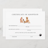 Formelles Zertifikat für die Adoption von Welpen i (Vorne/Hinten)