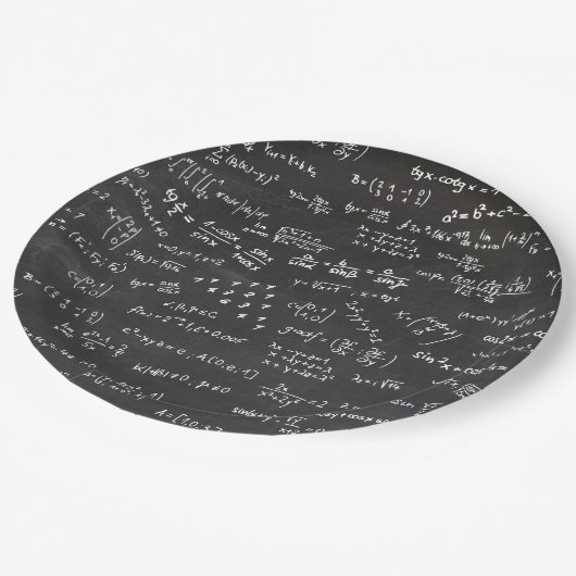 Formeln und Nummern für Blackboard-Matten Pappteller (Schrägansicht)