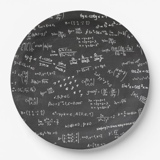 Formeln und Nummern für Blackboard-Matten Pappteller (Vorderseite)