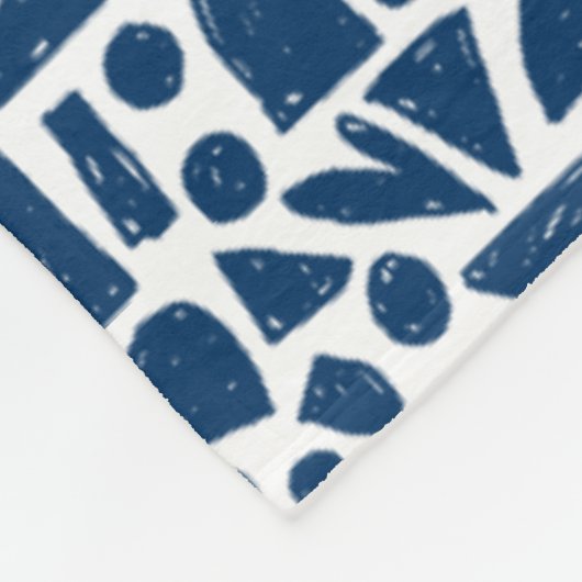 Formen Abstrakt 140821 - Indigoblau auf Weiß Fleecedecke (Ecke)