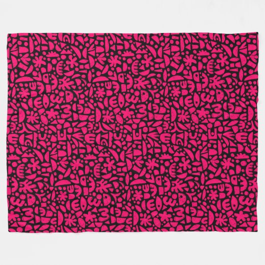 Formen Abstrakt 140821 - Neon Red on Black Fleecedecke (Vorderseite (Horizontal))