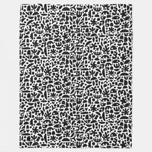 Formen Abstrakt 140821 - Schwarz auf Weiß Fleecedecke (Vorderseite)