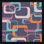 Formen des geometrischen Mittelzentrums Künstlicher Leinwanddruck<br><div class="desc">Ein lustiges Retro formt das Design in einem modernen atomaren Raumzeitstil aus der Mitte des Jahrhunderts mit einem lila Hintergrund,  der individuell angepasst werden kann.</div>