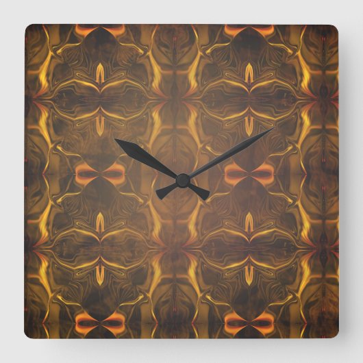 Formen, "goldene Linien schwimmen" über dunklem Hi Quadratische Wanduhr (Vorderseite)