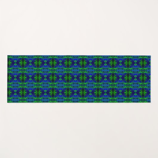 Formen, "grüne Linien schwimmen" über blauem Hinte Yogamatte (Vorderseite (Horizontal))