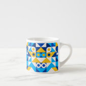 Formen in blau-gelben, trendigen, nahtlosen Muster Espressotasse (Rechts)