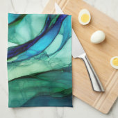 Formen in Grün und Blues Geschirrtuch (Viertel Falte)