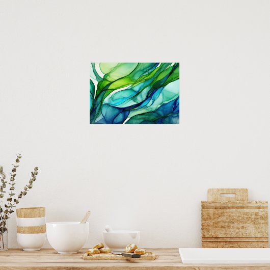 Formen in Grün und Blues Poster (Küche)