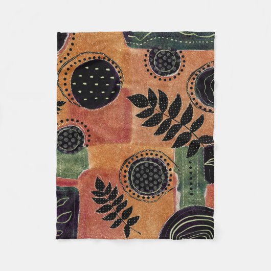 Formen und Blätter abstrakter geometrischer Kreise Fleecedecke (Vorderseite)